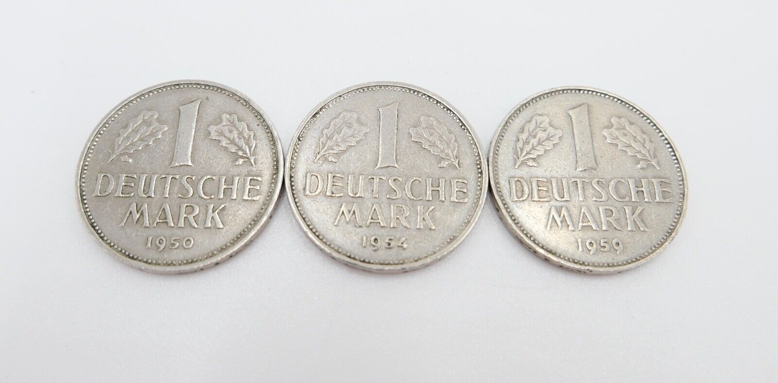 3x 1 DM Deutsche Mark ss - vz 1950 D 1954 J 1959 G Jäger J.385