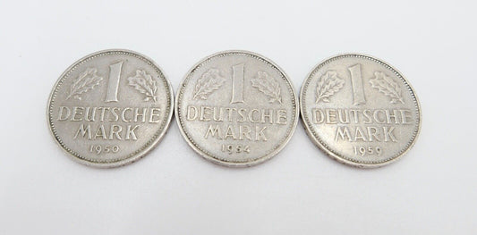 3x 1 DM Deutsche Mark ss - vz 1950 D 1954 J 1959 G Jäger J.385