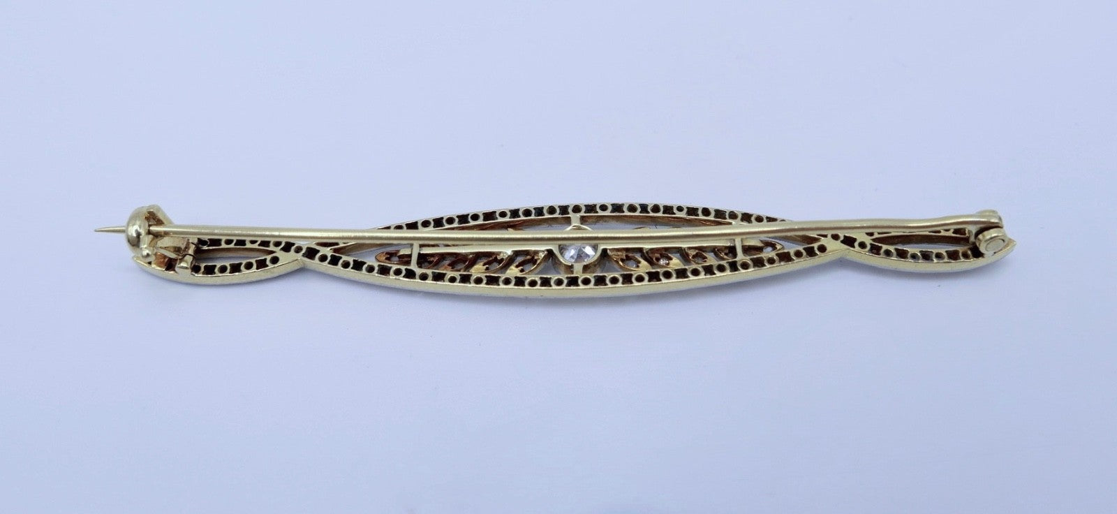 Floral antik Jugendstil Brosche Diamant 750 Gold Platin Altschliff Rosen 1,04Ctw
