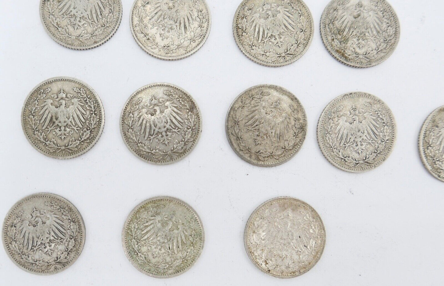 18x 1/2 Mark Jäger 16 / J.16 Silber 1905-1918 ss-stg sehr schön - Stempelglanz