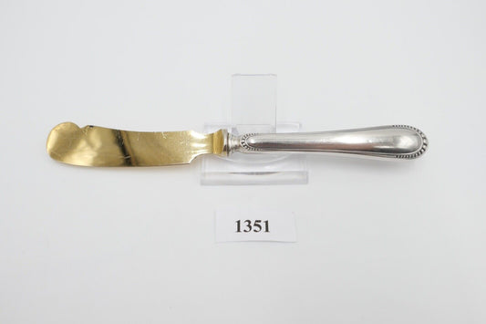 800 Silber Messer vergoldet Buttermesser Käsemesser Perlrand 17,4 cm 