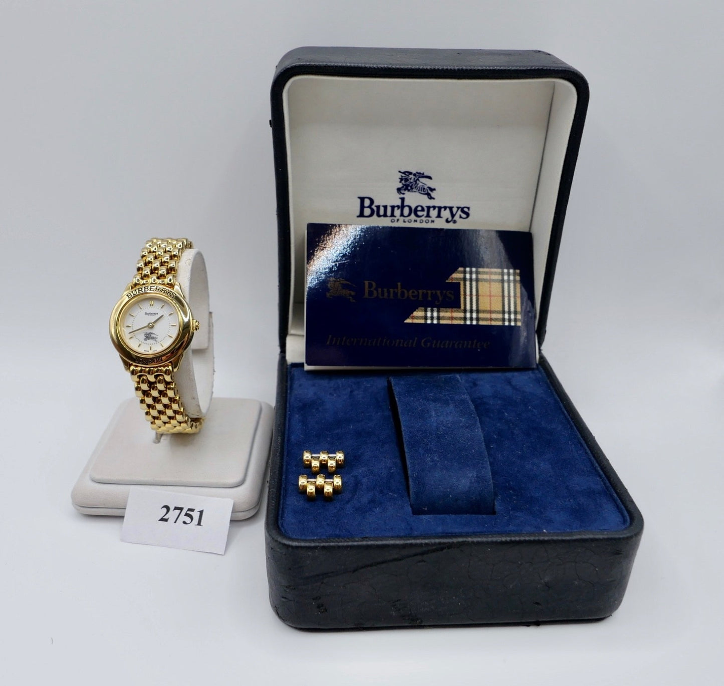 Burberrys Damen Uhr 1206 Box & Papiere Vintage 1996 Quarz vergoldet