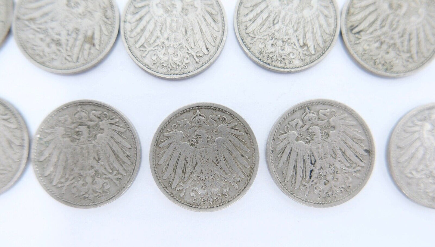 42x 10 Pfennig Kaiserreich 1912 1913 1914 1915  Jäger J. 13 ss-stg