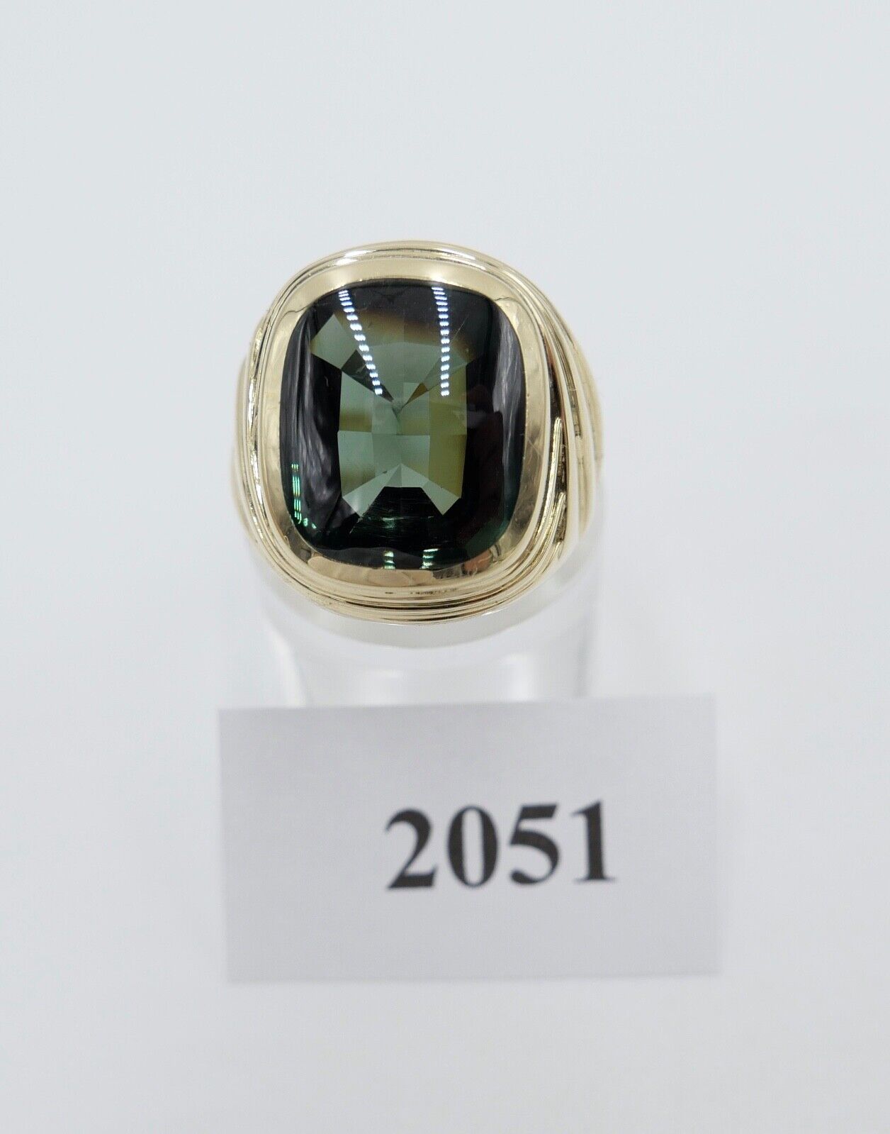 Alter Herren Gold Ring 585 14K Göße 62 mit grünem Turmalin CB