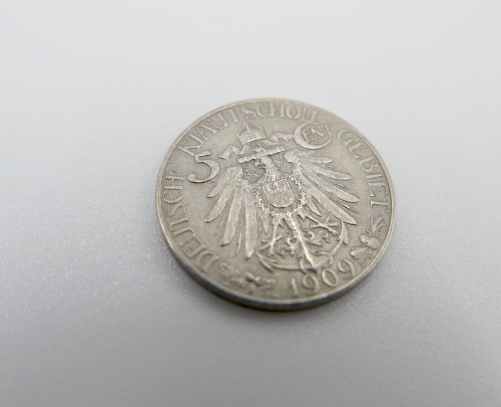 Deutsches Pachtgebiet 5 Cent Kiautschou 1909 A in SS-VZ Jäger J. N 729