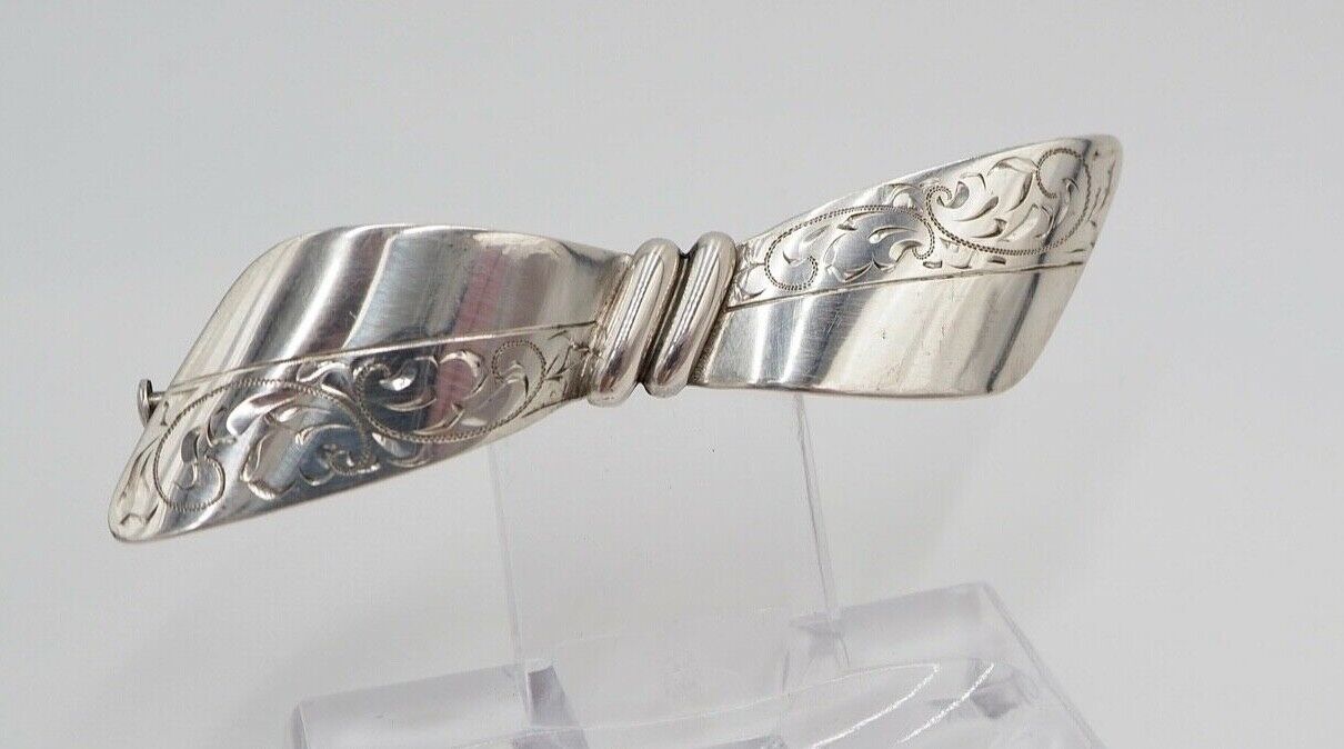 JUGENDSTIL Brosche Schleife Silber 835 Handarbeit TEKA Theodor Klotz Pforzheim