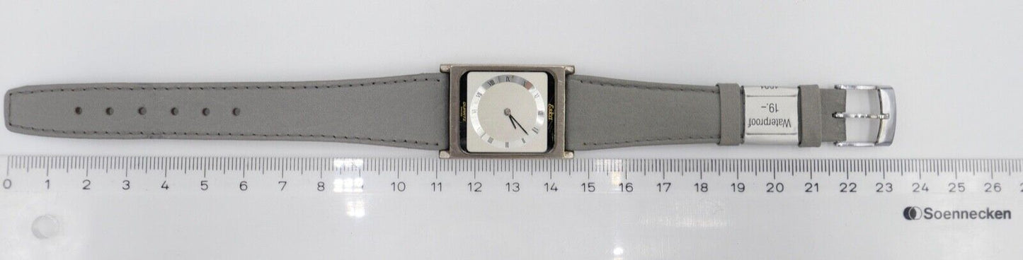 Selten flache ESKA Damenuhr S. KOCH Quartz 30x24 mm Lederband & Batterie NEU