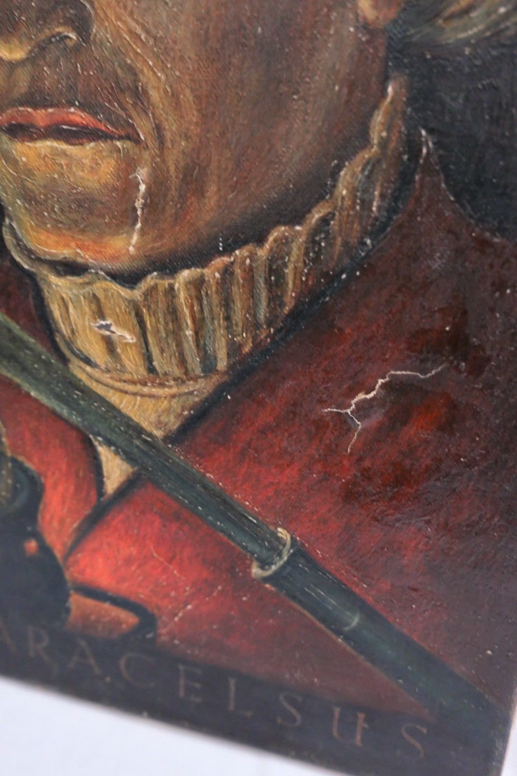 Antikes Porträt Ölgemälde Paracelsus auf Leinwand Alchemist Mediziner 45x33cm