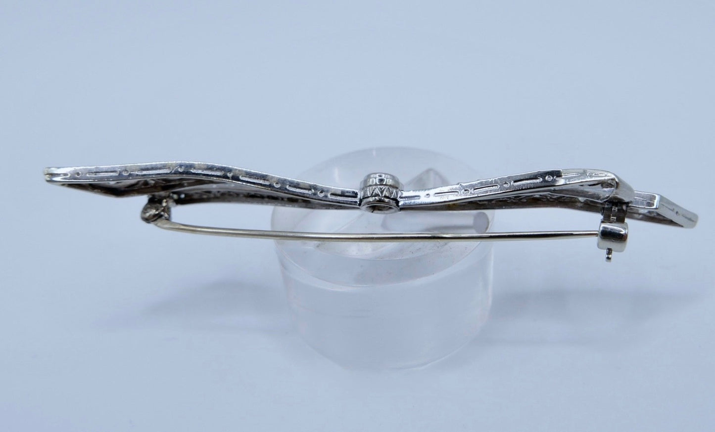 1930er Art Déco Brosche Platin 14K Gold Altschliff Rosen Diamanten ca. 1,23 Ctw