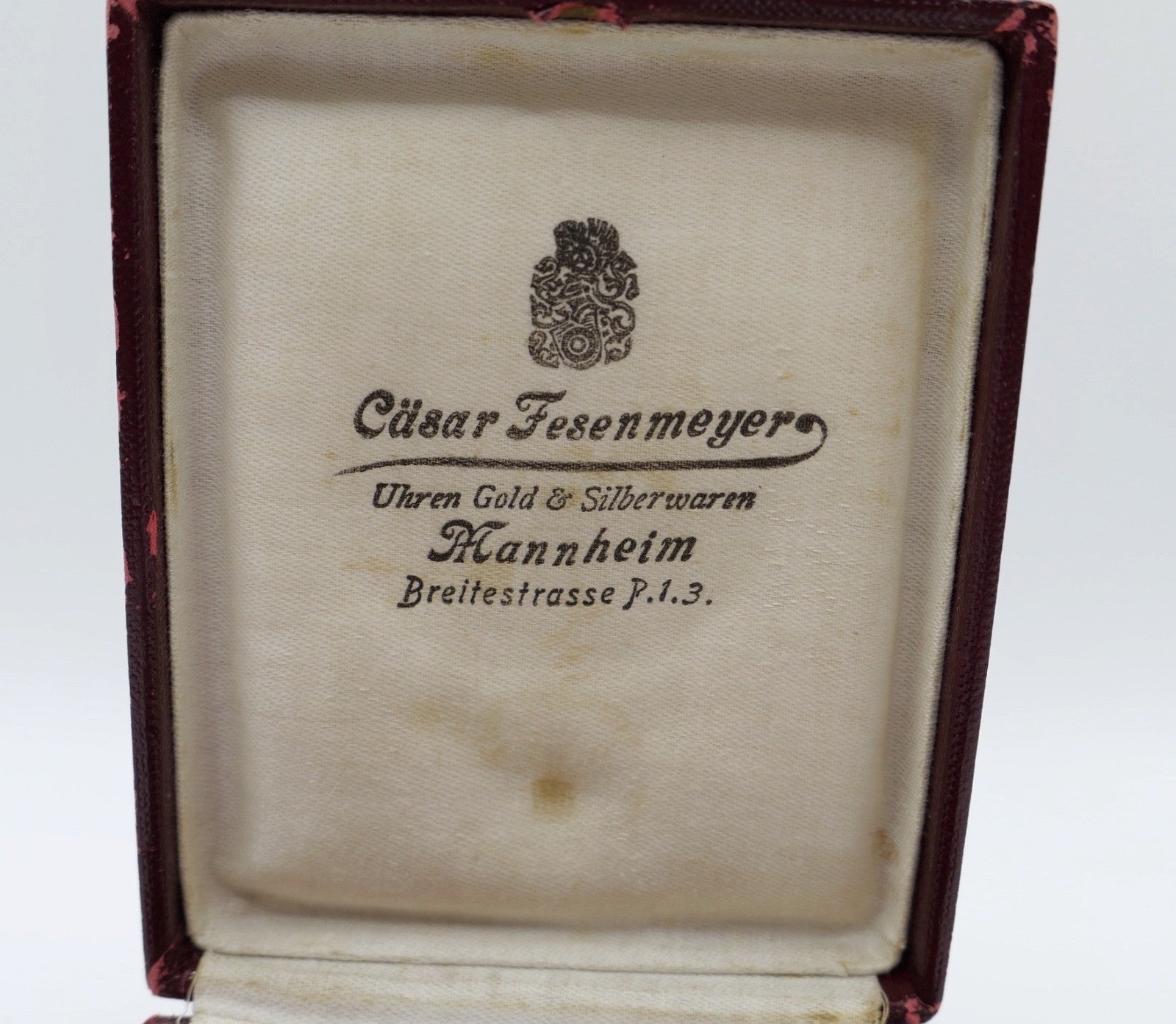 Vintage Uhrenetui für Taschenuhr Cesar Fesenmeyer Mannheim Leder Etui Box