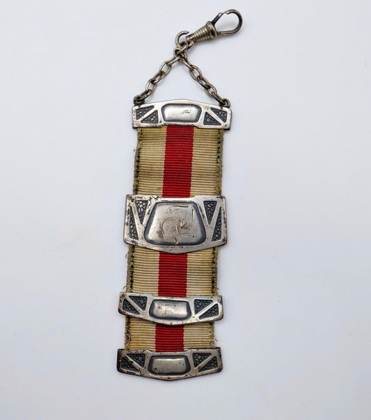 Studentika Bierzipfel 800 Silber Jugendstil Monogramm weiß rot Rückseite um 1900