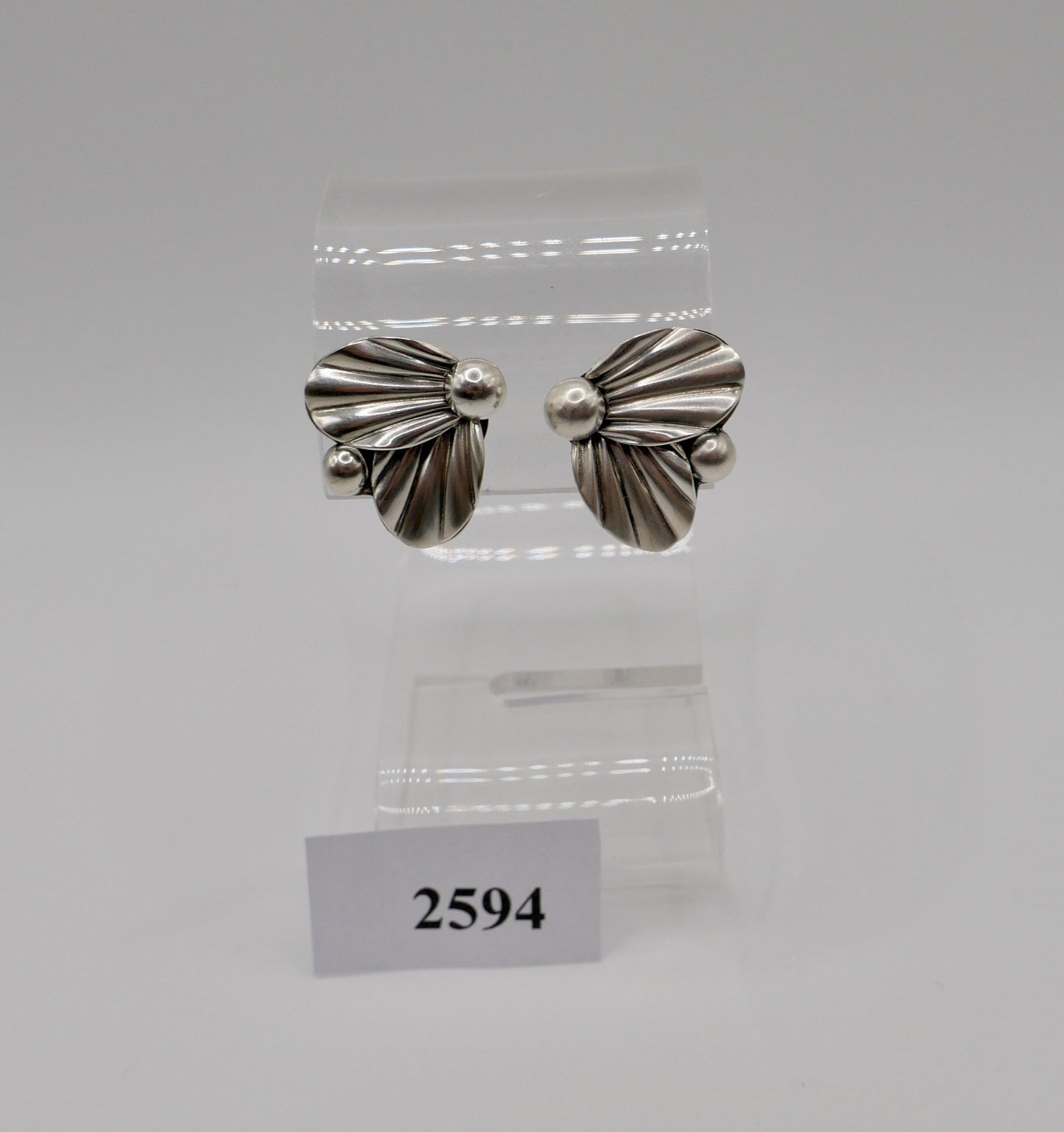 60er florale Ohrclips Ohrringe Denmark M.S. 925 Sterling Silber Max Standager