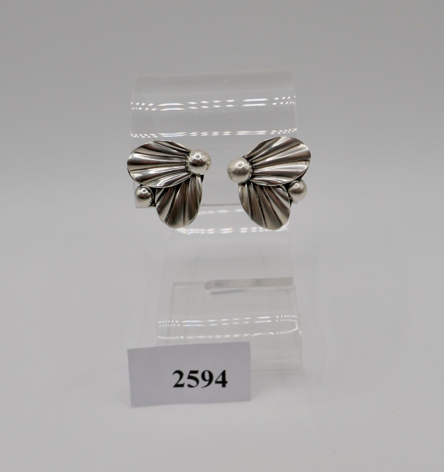 60er florale Ohrclips Ohrringe Denmark M.S. 925 Sterling Silber Max Standager