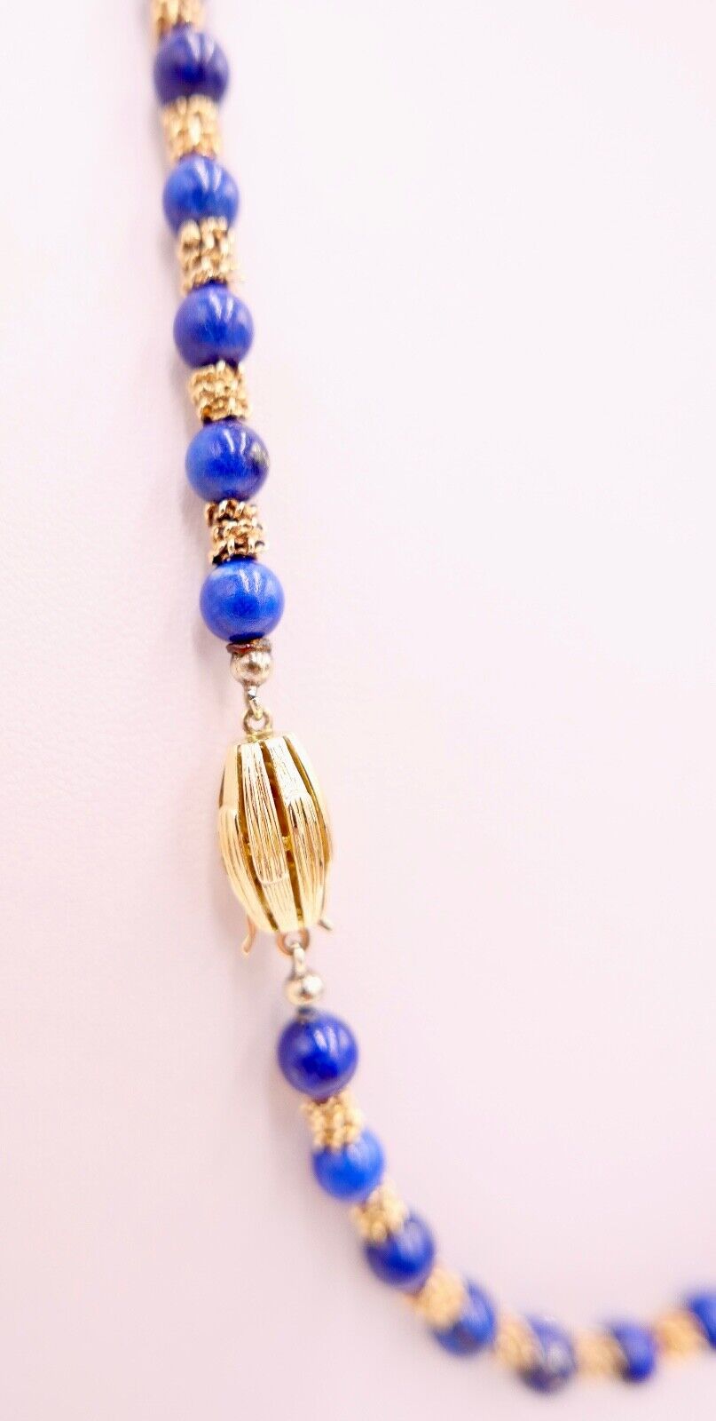 Lapislazuli Lapis Perlen Kugel Kette Collier Gelbgold 750 / 18K