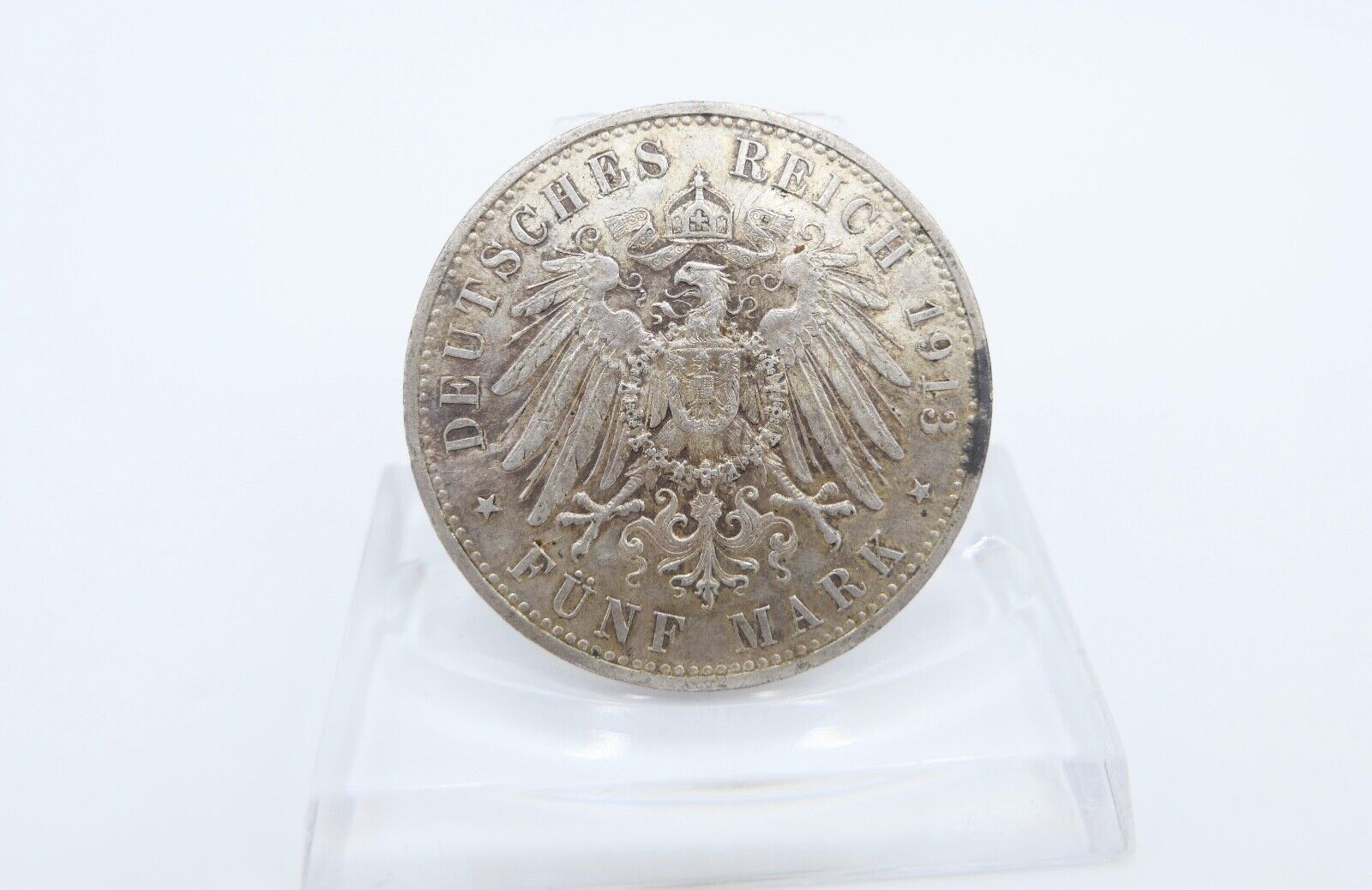 5 Mark 1913 A J.114 PREUSSEN KAISER WILHELM IN UNIFORM Silber 900