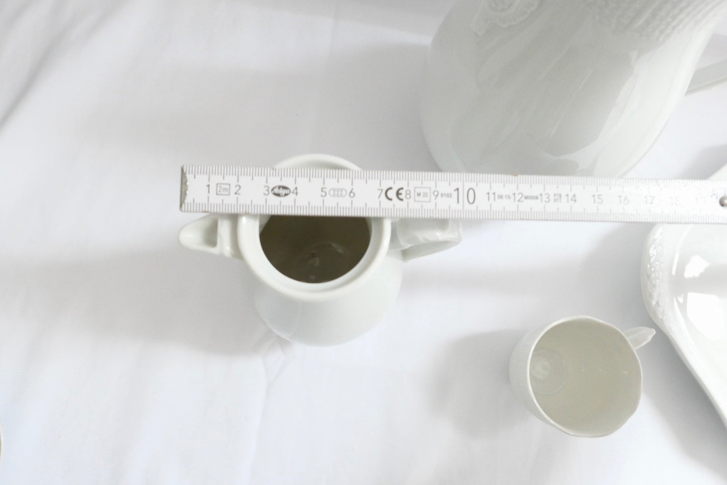 7 Tlg. Ludwigsburg Mokka / Kaffee /  Teilservice weiß Schuppenmuster