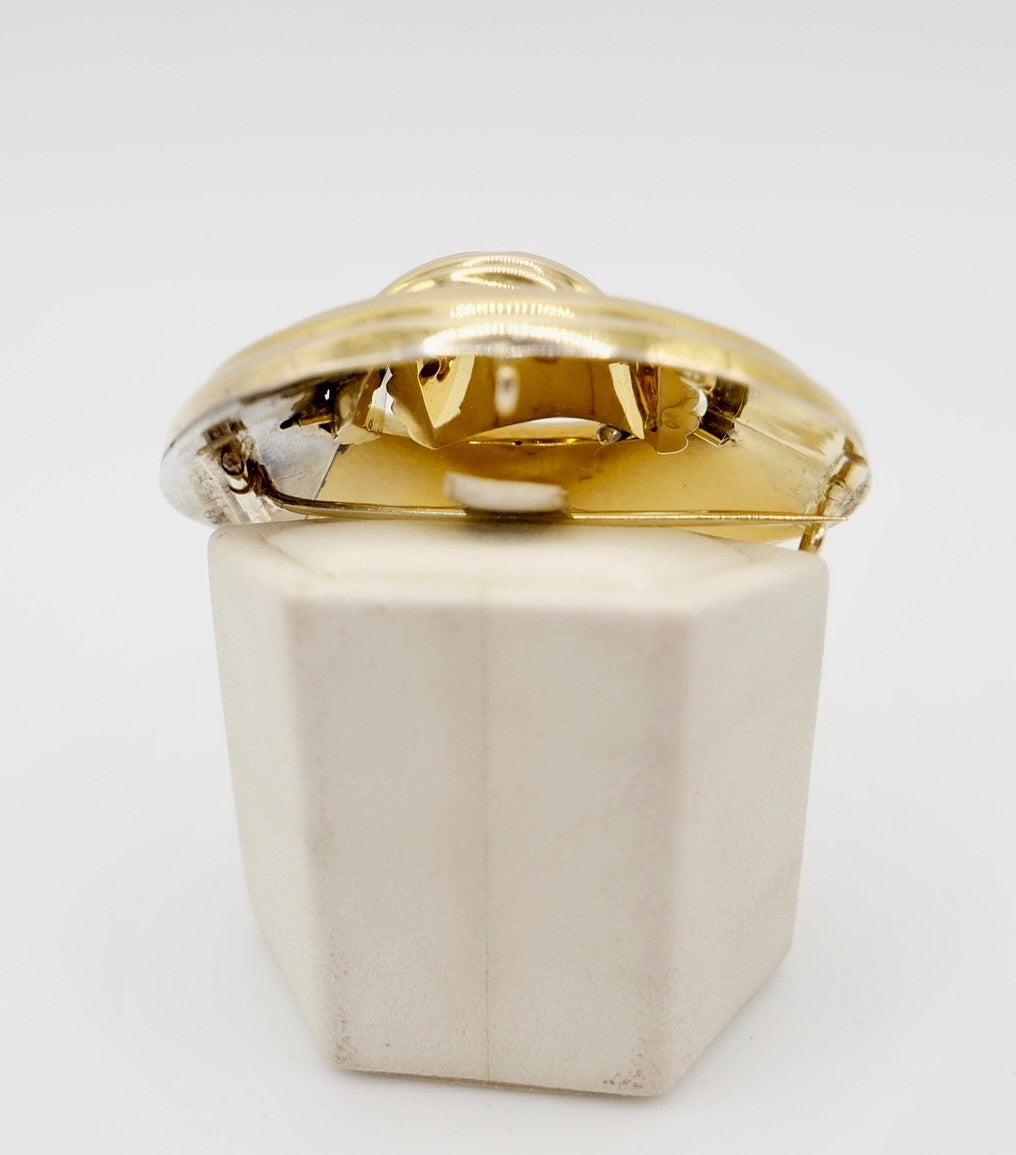 Ovale antike 585 Schaumgold Knoten Brosche 2-teilig Gelbgold um 1880 Biedermeier