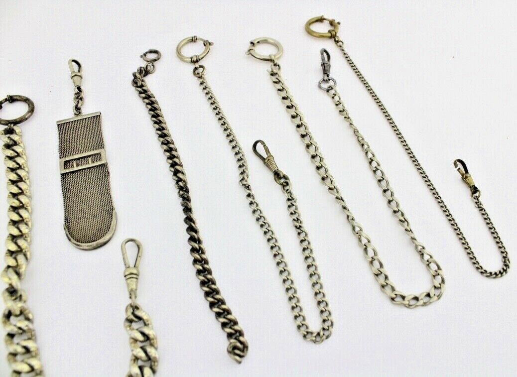 10 Antike Taschenuhr Kette watch Chain Silber versilbert Metall L&F Doppeladler