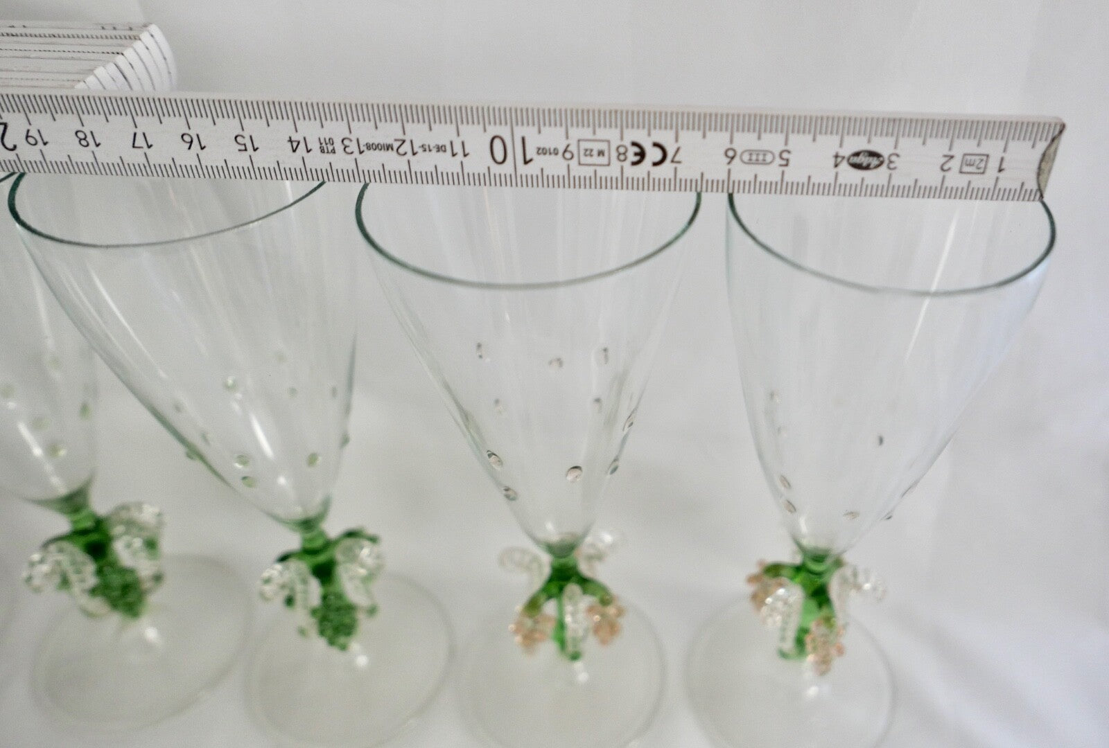 6x Lauscha Bimini Sekt Glas Gläser Set Art Deco 17 cm buntes Traubenmotiv