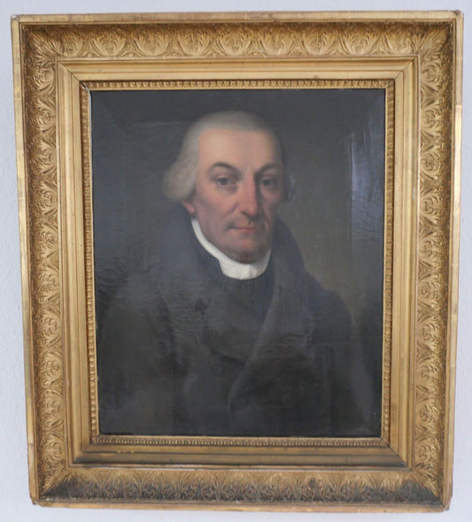 80 x 69 cm Gemälde Biedermeier Herr Portrait Mann Öl auf Leinwand Goldrahmen