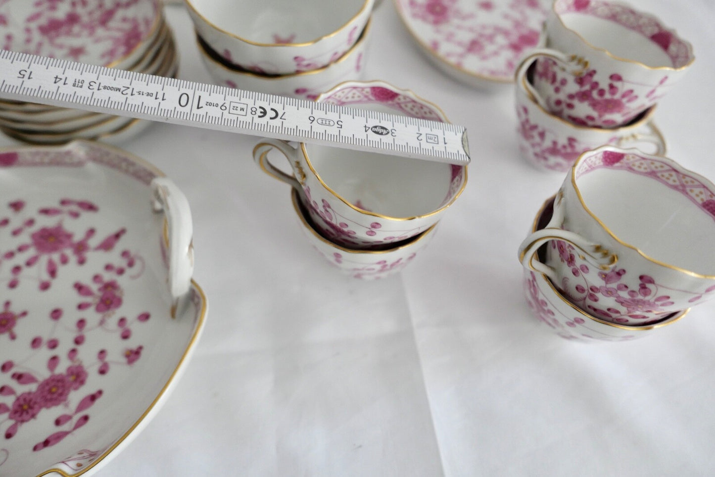 Meissen 1. Wahl Kaffee Mokka Service 25 Teile Porzellan Indisch Purpur