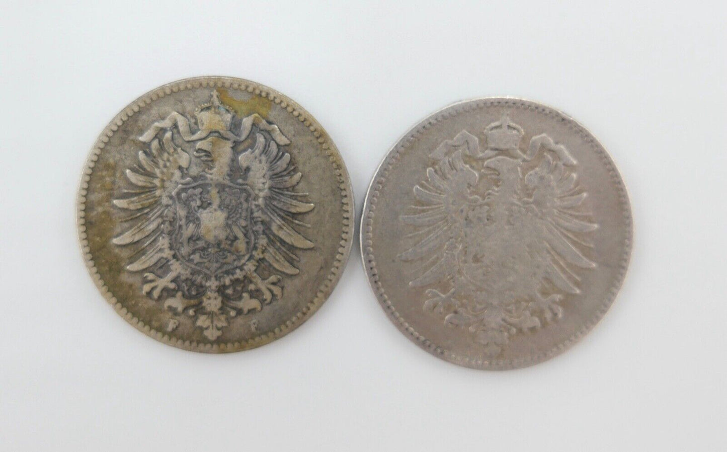 2x 1 Mark Deutsches Reich 1874 F G  Jäger J.9