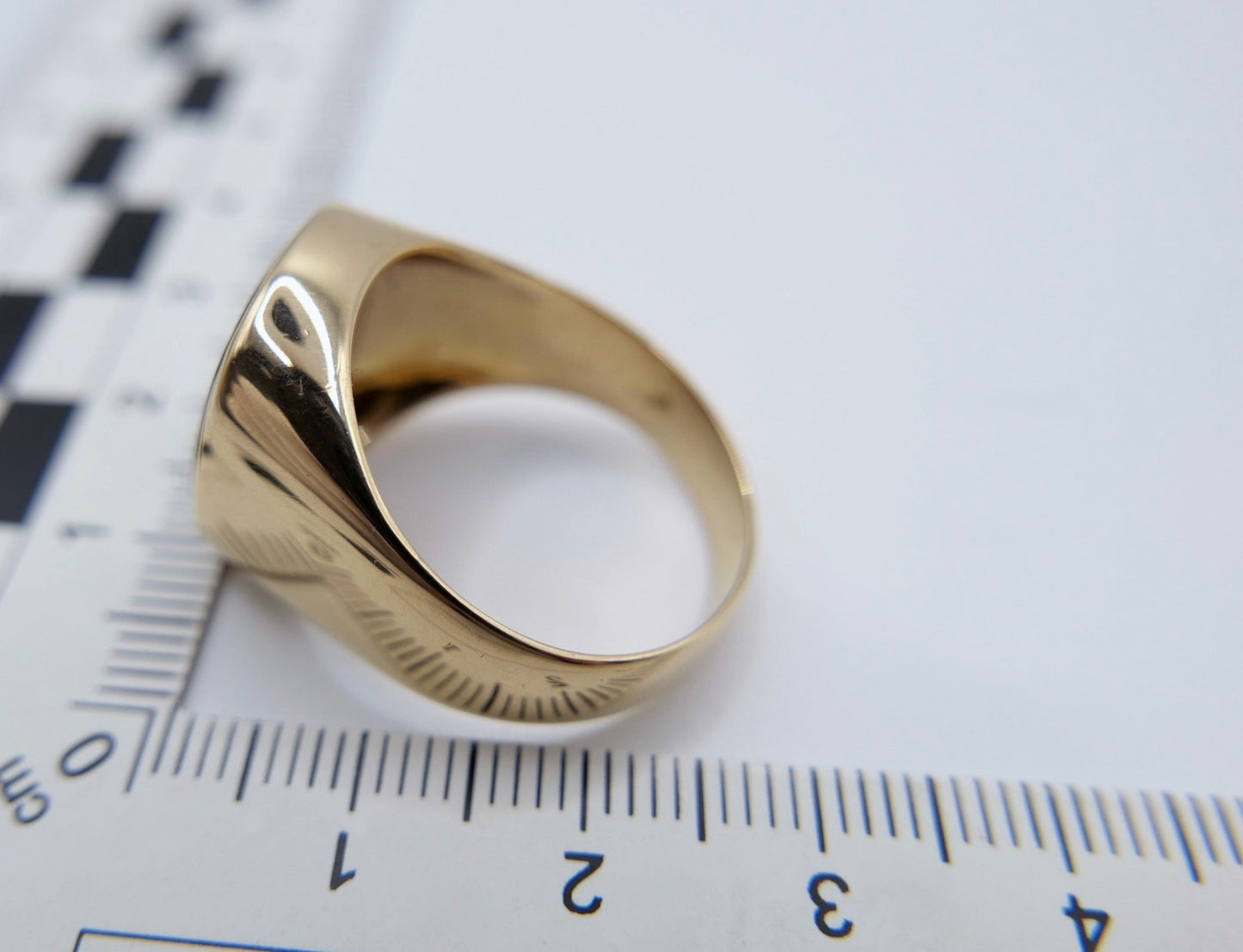 1980er Herren Goldring 750er Gelbgold mit Lagenachat Siegelring 18K Gr. 64 / 65