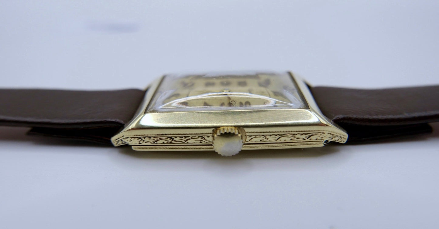 Art Deco 1930er Armbanduhr aus 585  Gelbgold 14K Alpina 863 Herrenuhr