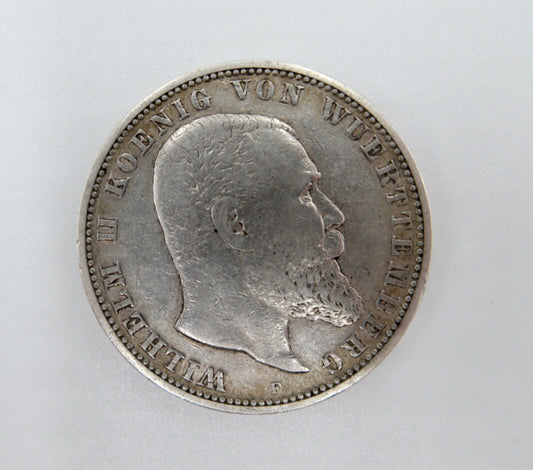 5 Mark 1895 F Silbermünze " Wilhelm König von Württemberg " Jäger J.176