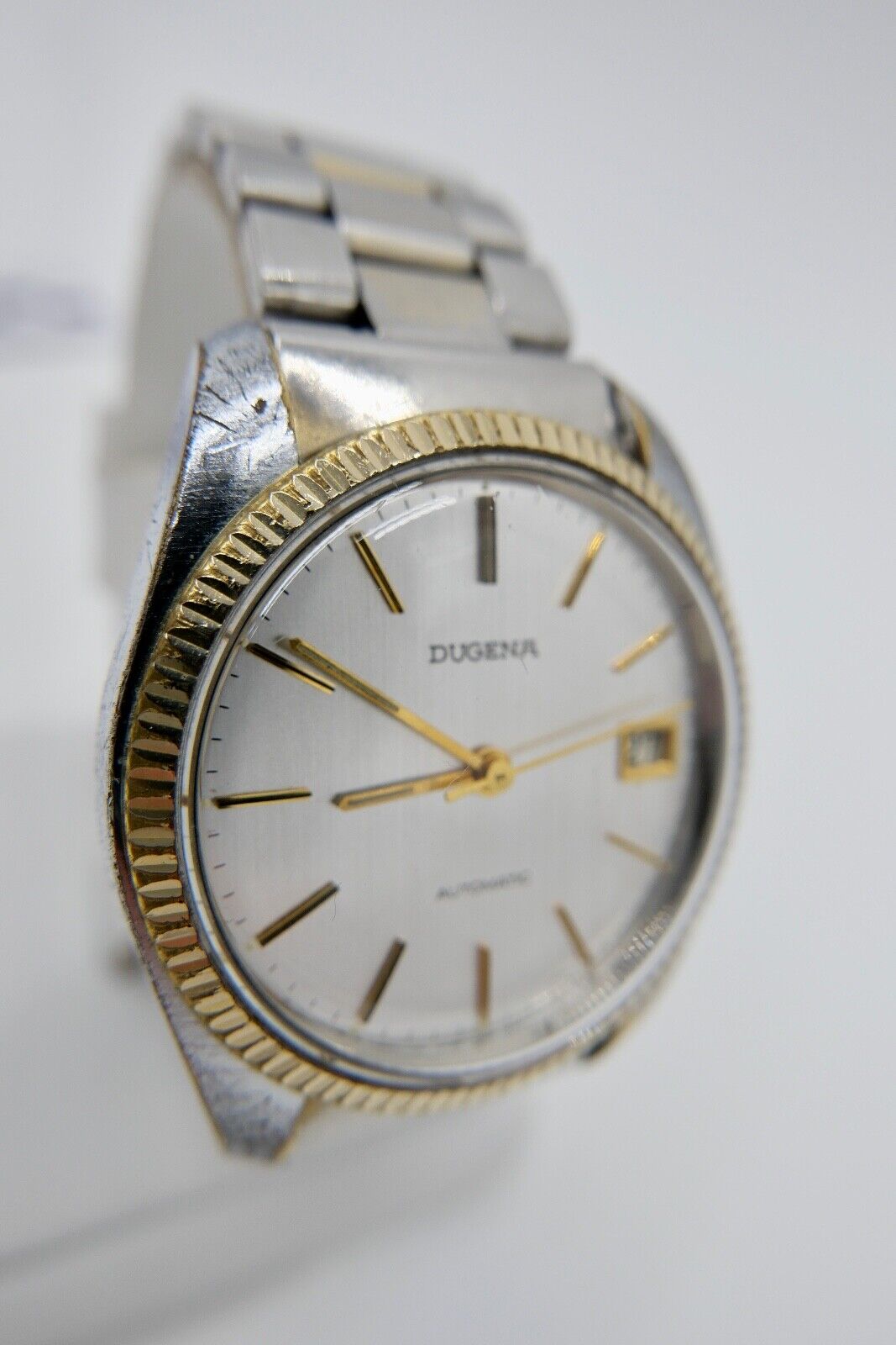 DUGENA 1970er Automatic Kal. PUW 1661S  2529 Stahl Gold Armbanduhr Datum