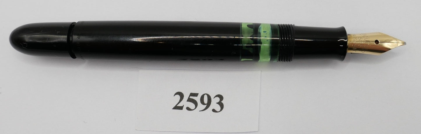 alter PELIKAN Kolbenfüller Füller 585 14K Gold Feder OB dunkelgrün ohne Deckel