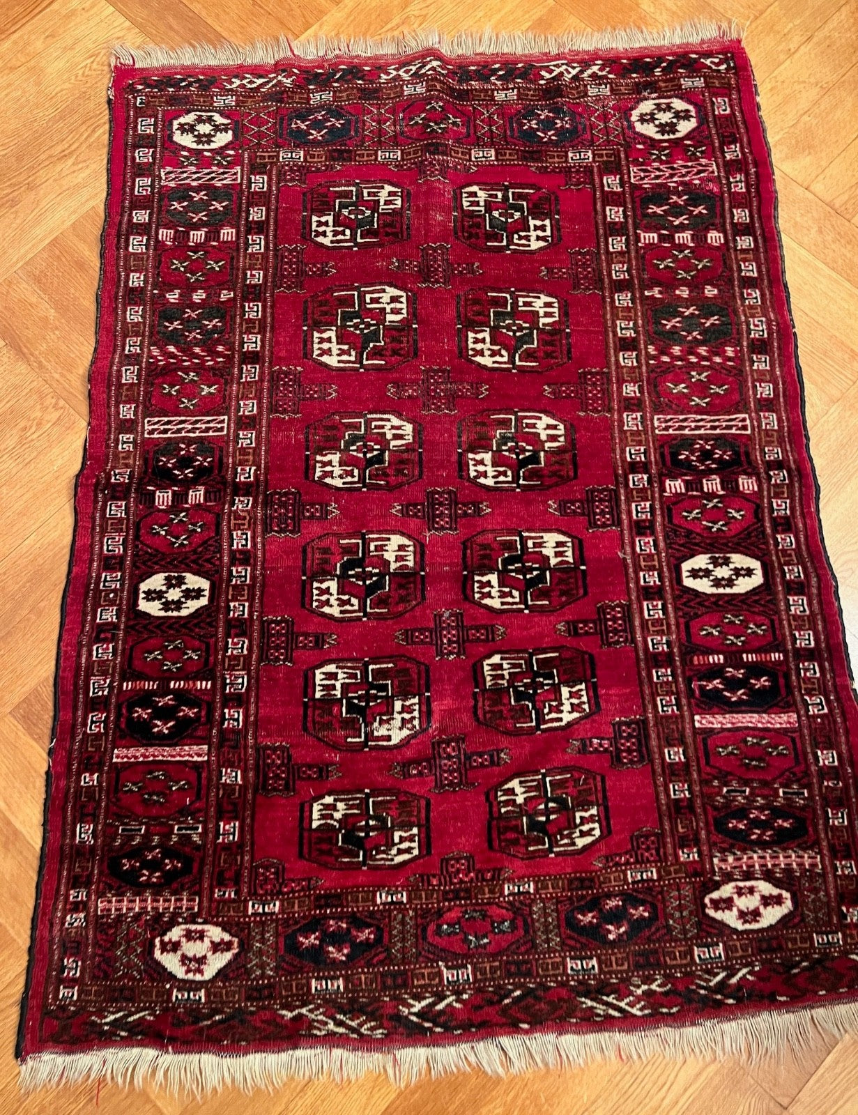 Afghan Bukhara Turkmen alter Orientteppich Perserteppich old carpet 150x106  cm