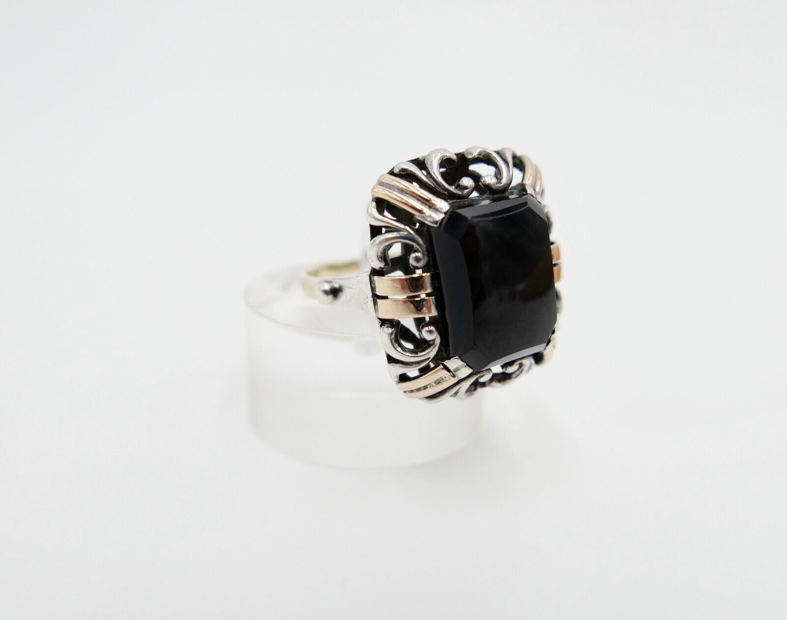 Jugendstil um 1920 Damen- Herrenring Gold 333 / 8K Tricolor Gr. 56 mit Onyx Ring