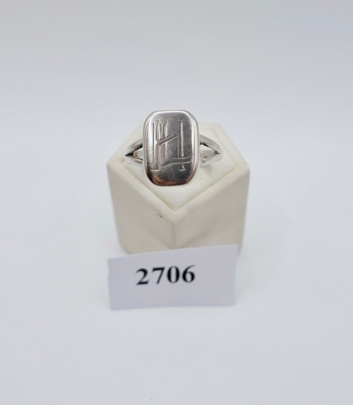 Alter Herren Siegelring 800 Silber Monogramm LH HL Wappenring Gr. 62