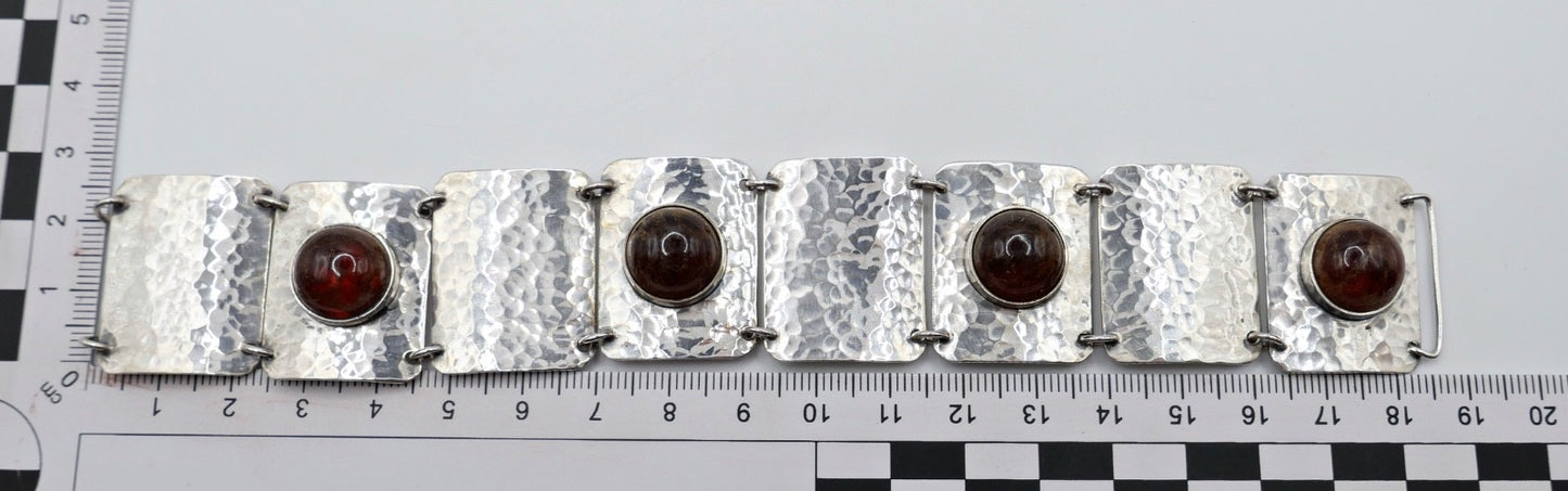 70er Vintage Armband Silber 925 Bernstein Adolf Regelmann gehämmert Handarbeit