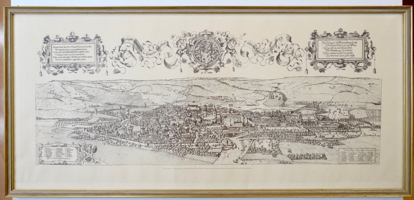 STUTTGART 1592 Jonathan Sauter Historische Stadtansicht Reproduktion aus 1934