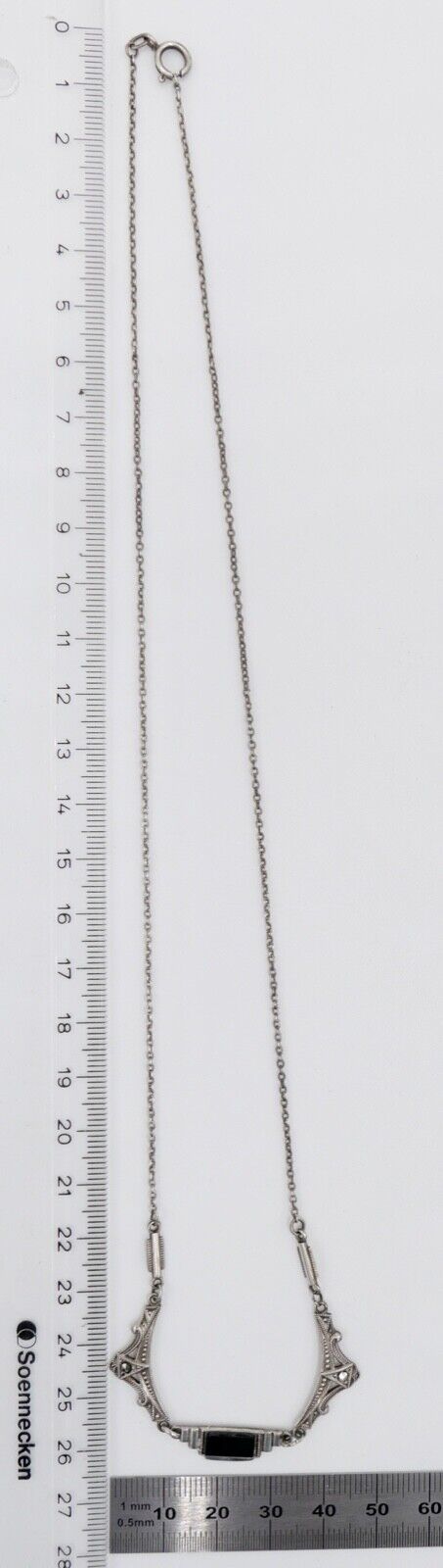 Antike filigrane 800 Silber Kette Collier 50 cm mit Markasiten und Onyx