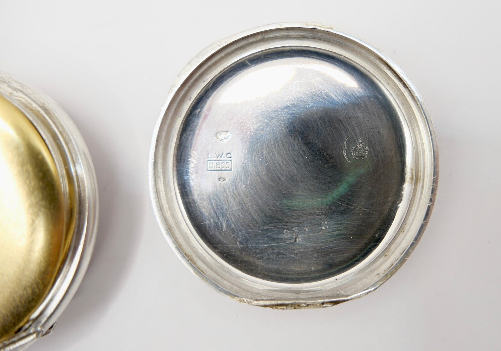 L.W.C. Open Face Taschenuhr 800 Silber Ø 46mm