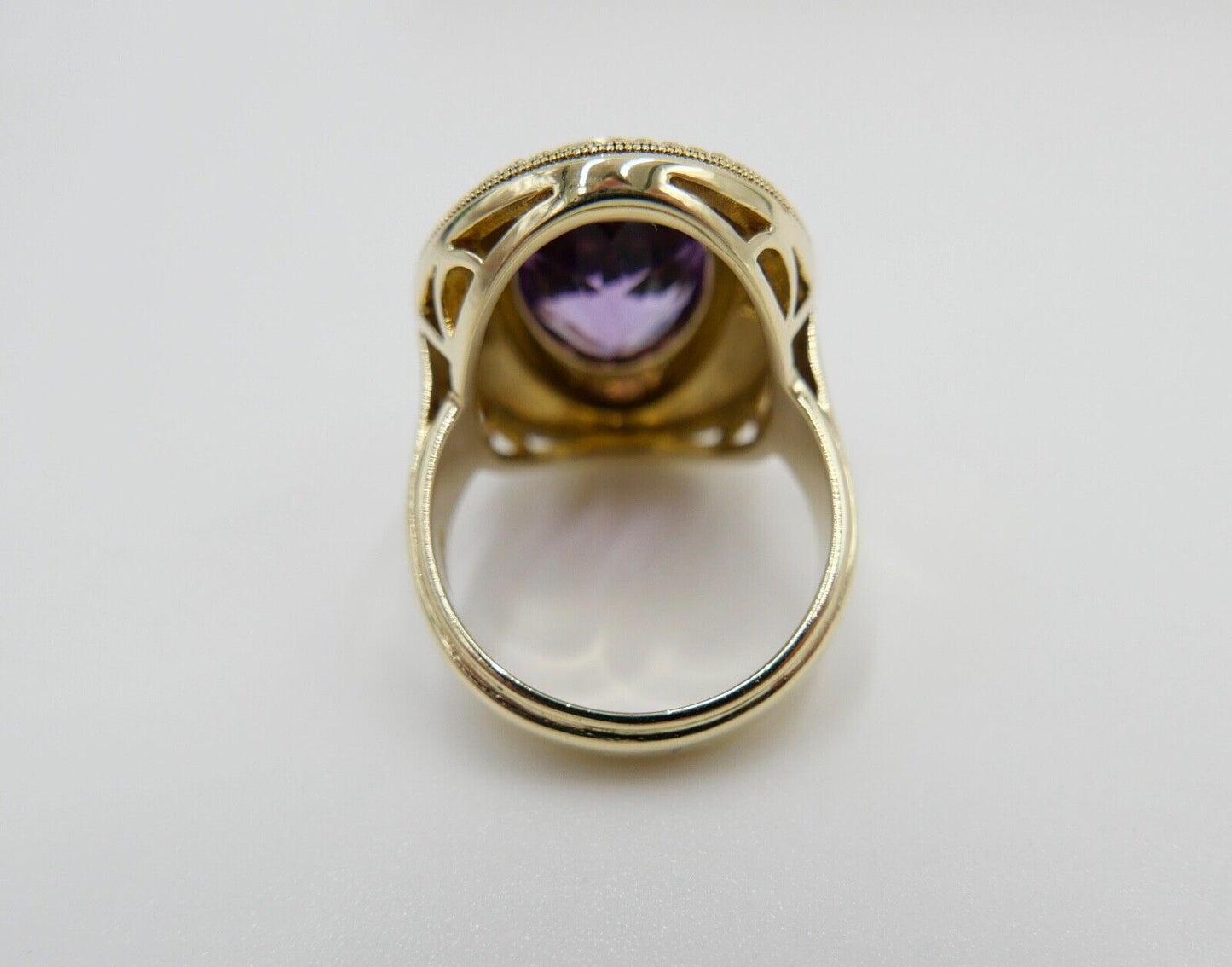 1970er Massiver Gold Ring 585 14K Gr. 53 Amethyst Oval Schliff 8,2 Ct