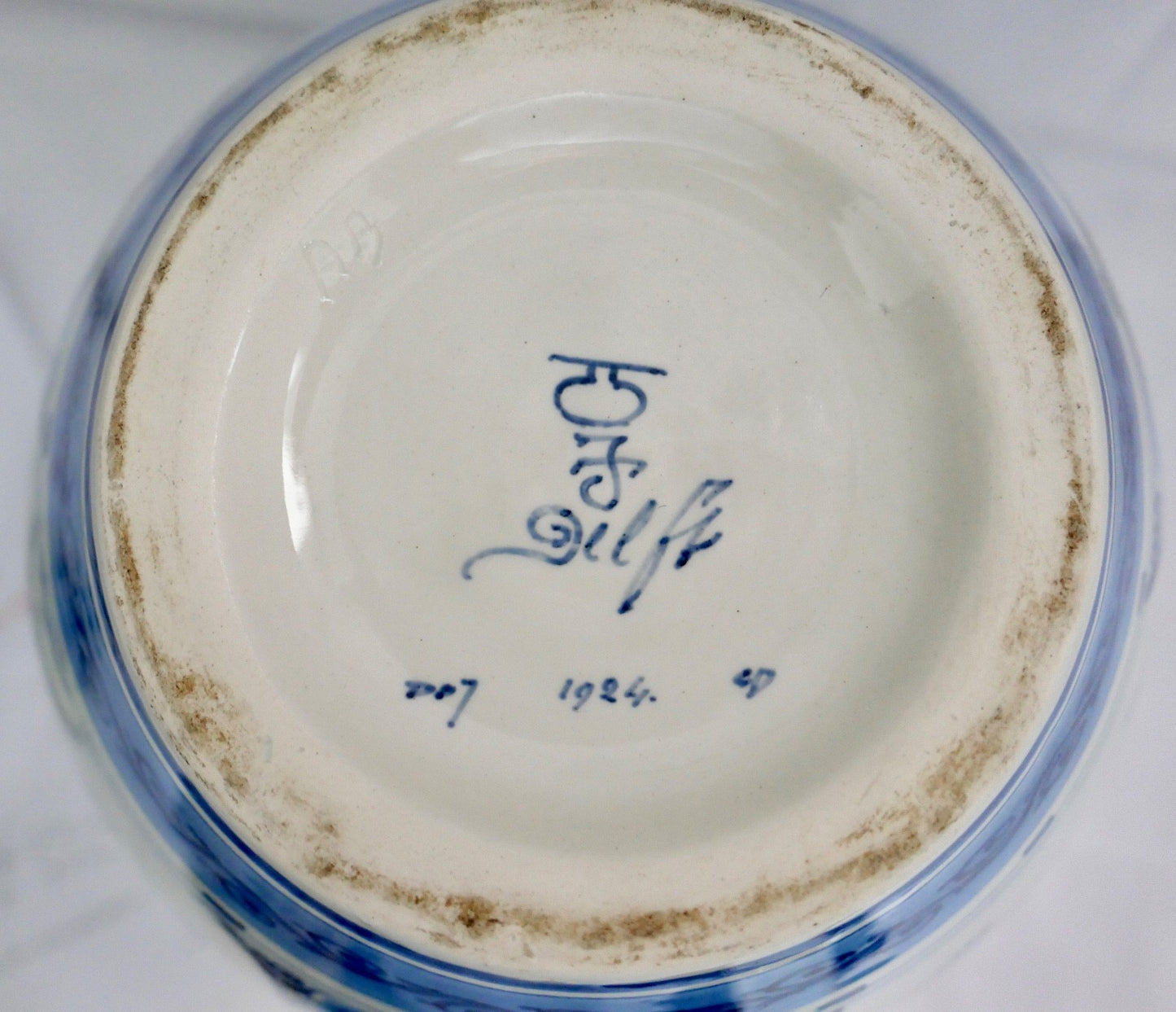 altes Deckelgefäß Ingwertopt Delft 1924 Maler AB