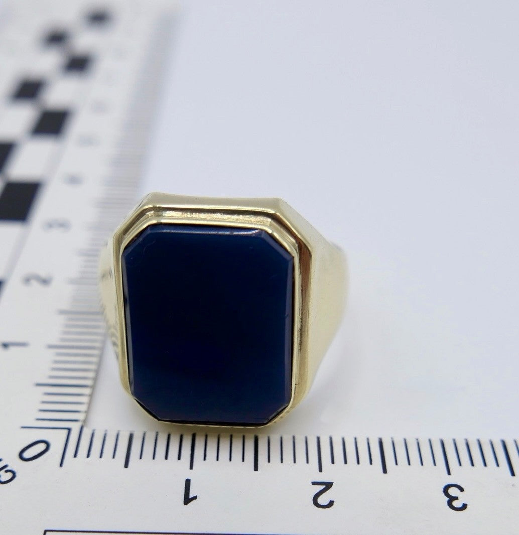 Goldener Herrenring mit Lapis Lazuli - 333 8K Gold Siegelring Gr. 63