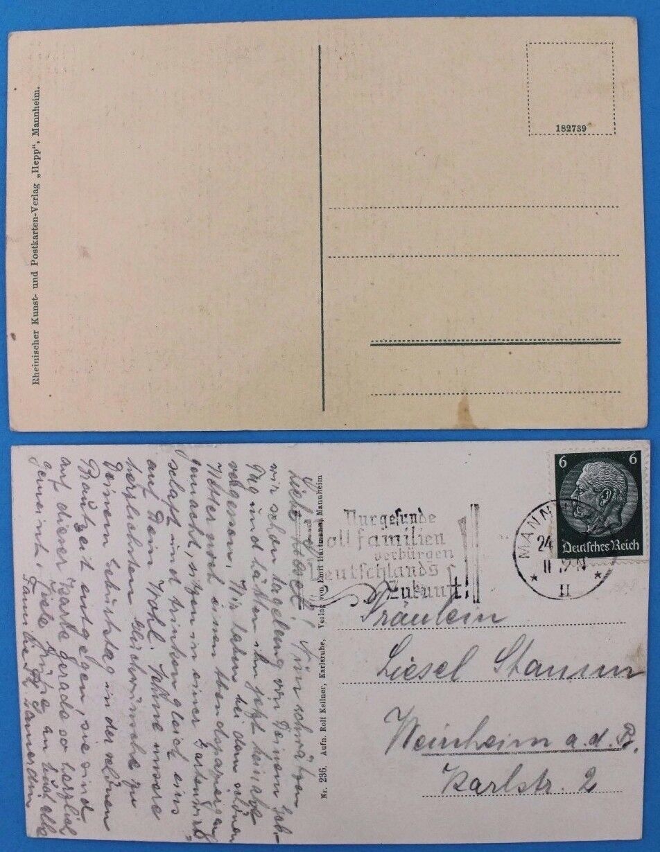 2 seltene alte Ansicht Postkarten MANNHEIM Lot postcards old German Wasserturm 