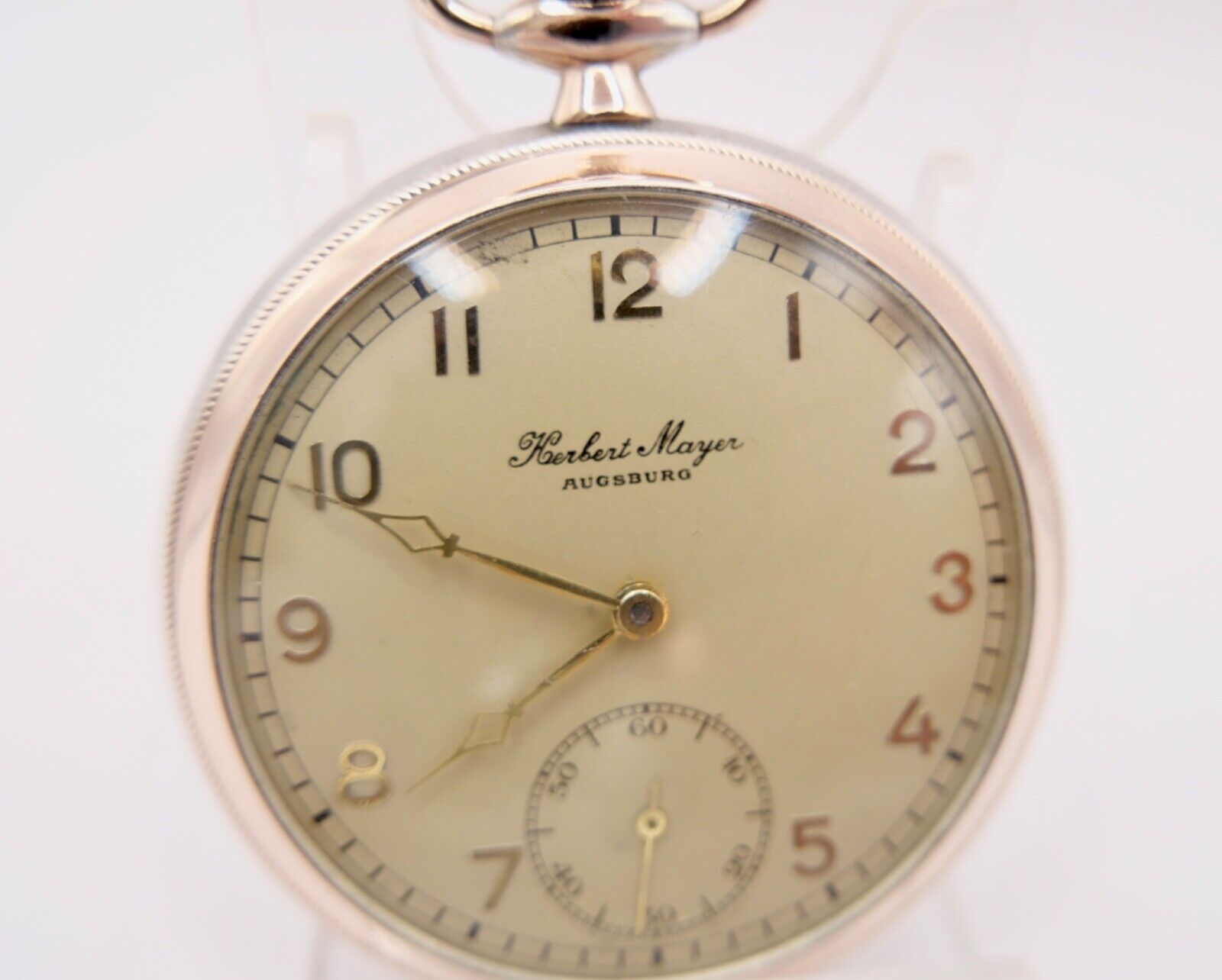 HERBERT MAYER Augsburg Open Face 800 Silber Taschenuhr RW Robert Winter 50mm