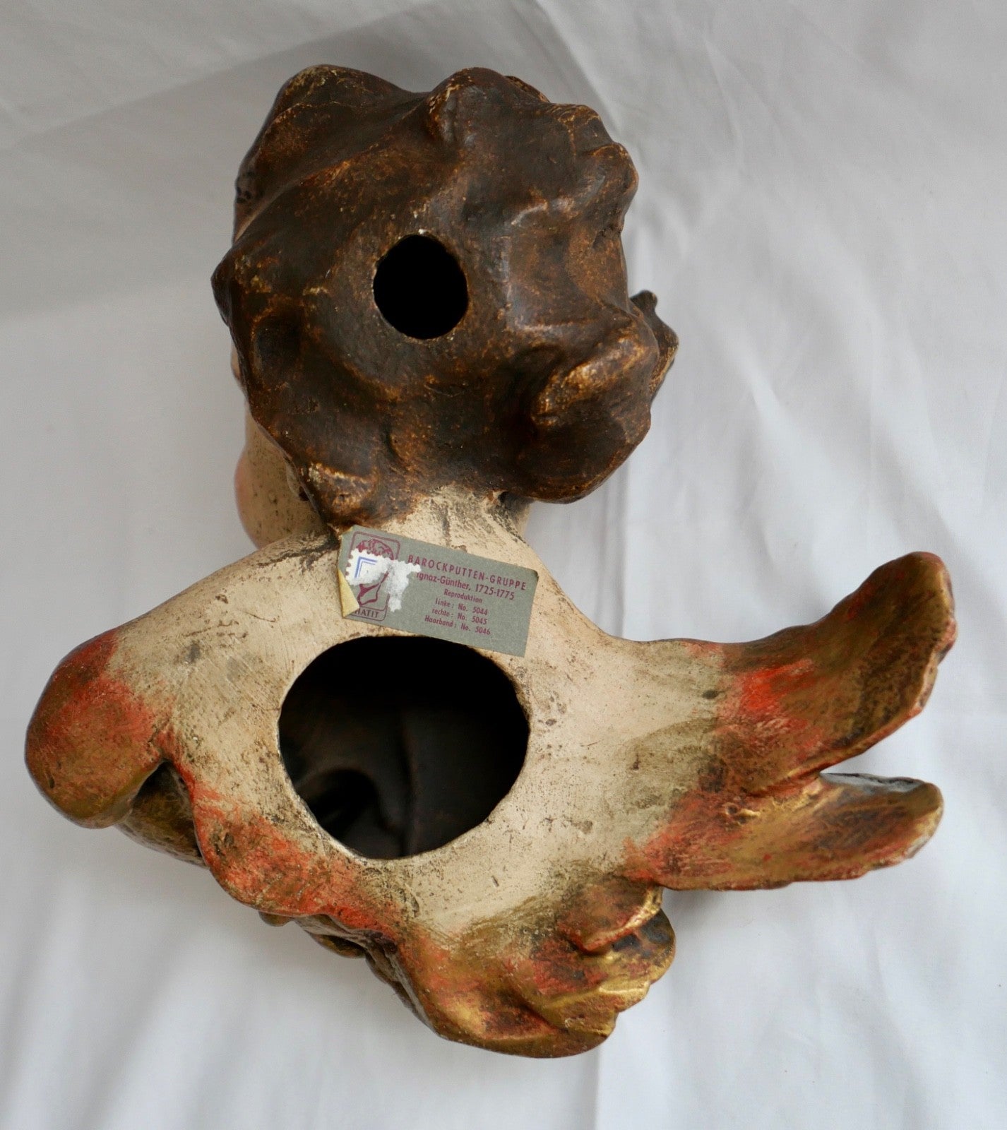 Großer Engelkopf farbig Puttenkopf Putti aus Achatit nach Ignaz Günther