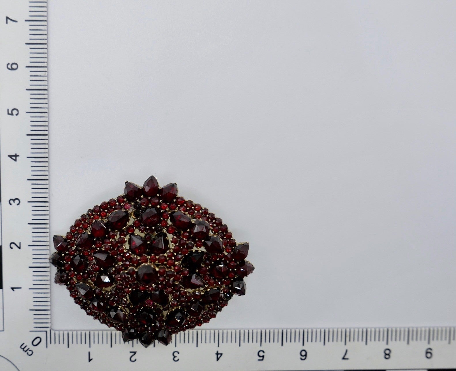 Antike Granat Brosche Böhmische Granaten Silber vergoldet um 1900