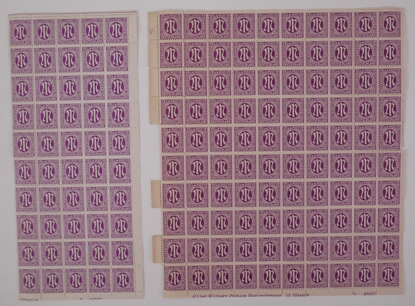 Großes Konvolut AM Post Postfisch Deutschland Briefmarken Bogen Bogenteile 1945