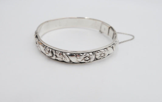 60er Jahre florales im Jugendstil Armband Silber 835 Blumendekor