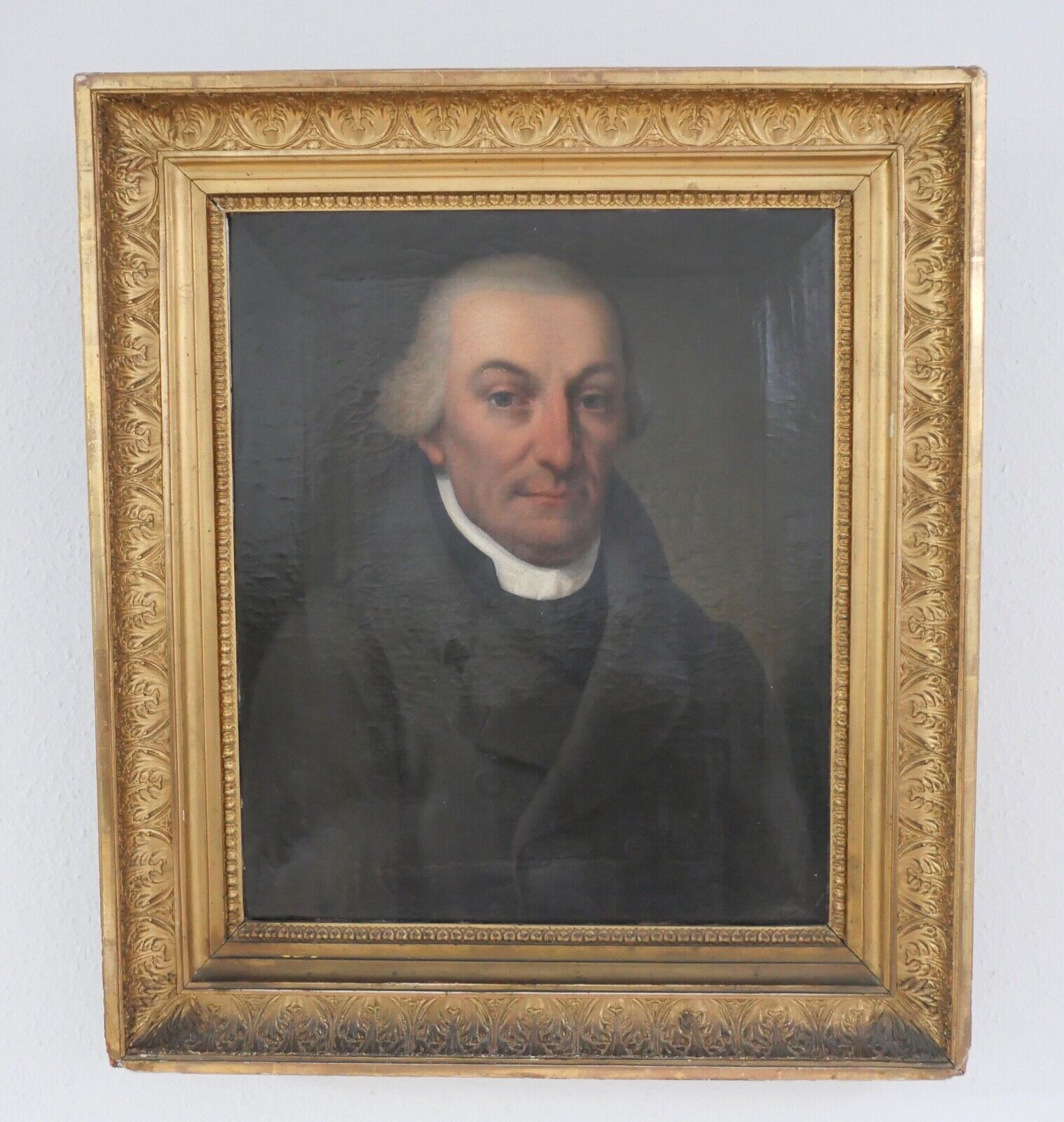 80 x 69 cm Gemälde Biedermeier Herr Portrait Mann Öl auf Leinwand Goldrahmen