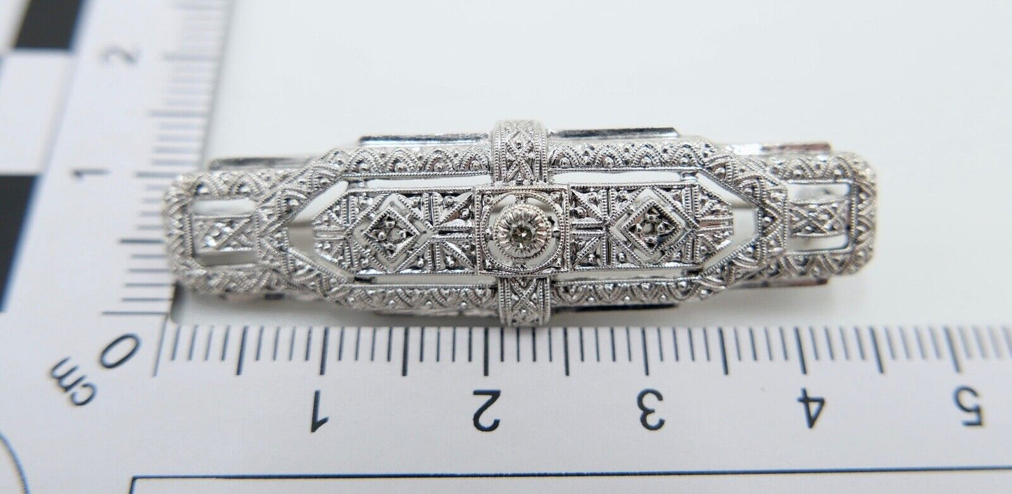 Antike Art Deco 935 Silber Brosche mit Diamanten 20er Jahre