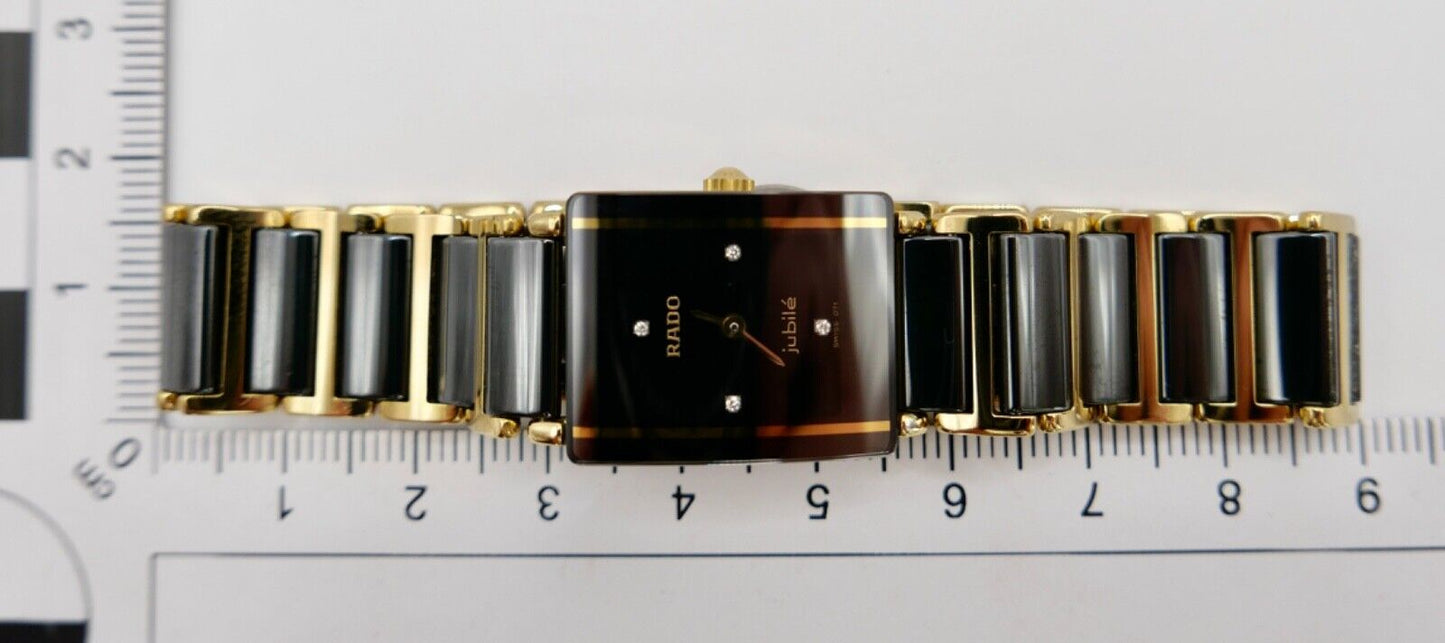 RADO Diastar Jubilé Damenuhr Ref. 153.0383.3 Keramik Gold Quartz Diamant 22x18mm